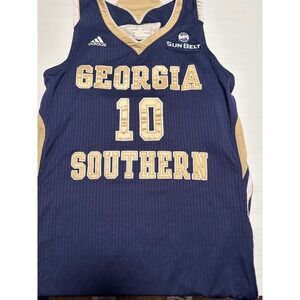 Adidas Georgia Southern Eagles Basketball Jersey Mens L Navy Gold #10 SunBelt
